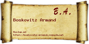 Boskovitz Armand névjegykártya